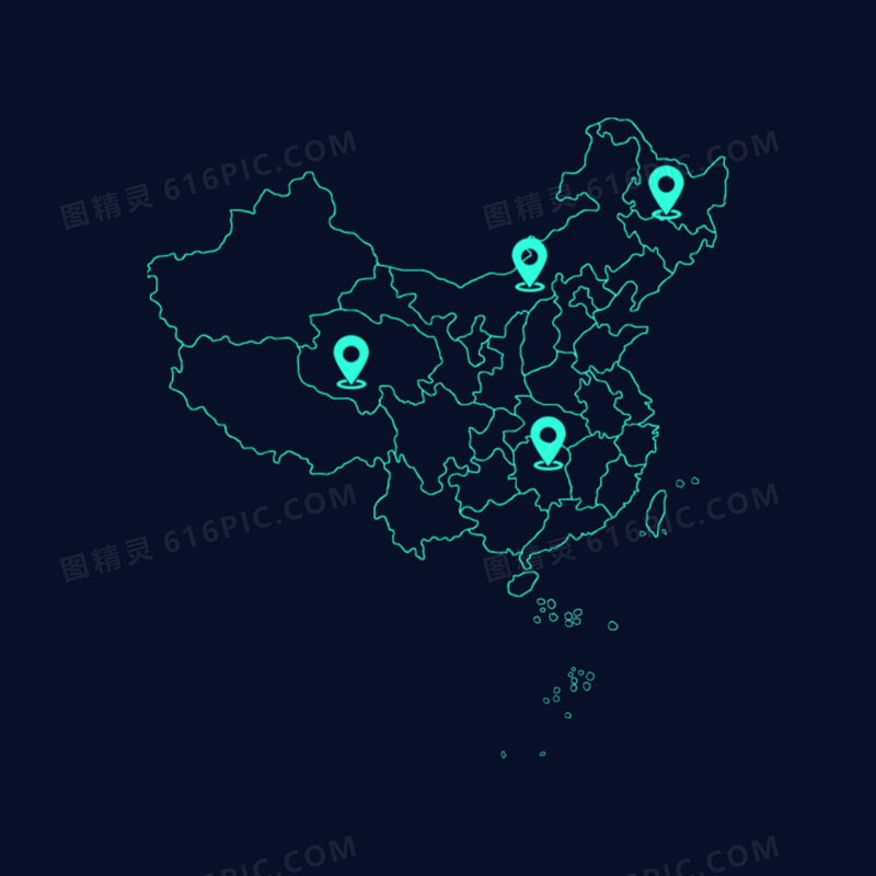 线型中国地图手绘设计