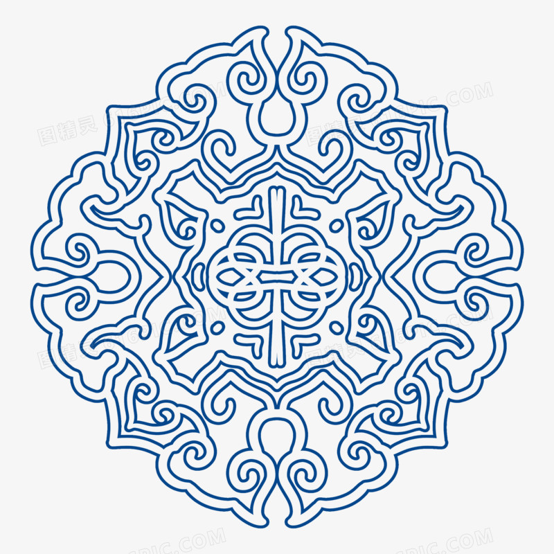 传统纹样手绘青花图案