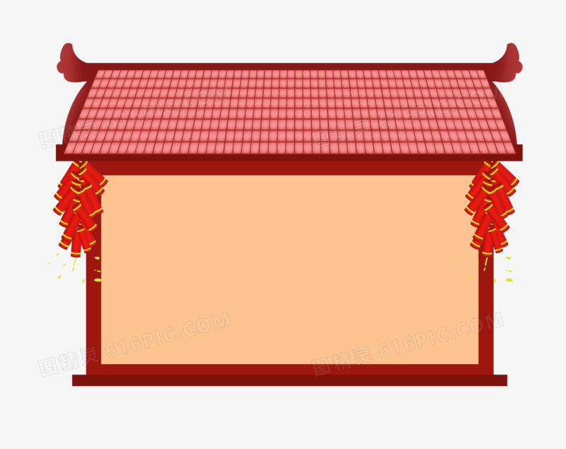 手绘古式中国风屋檐边框