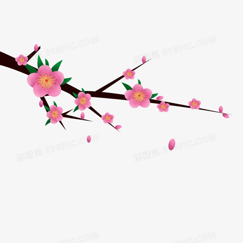 手绘插画粉色的桃花