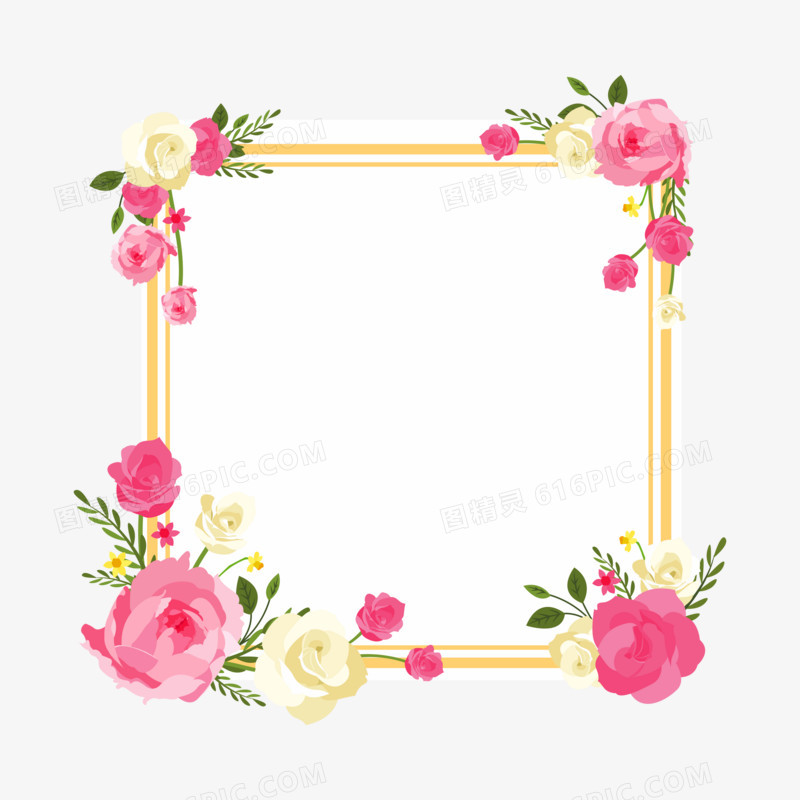 粉色花卉小清新边框