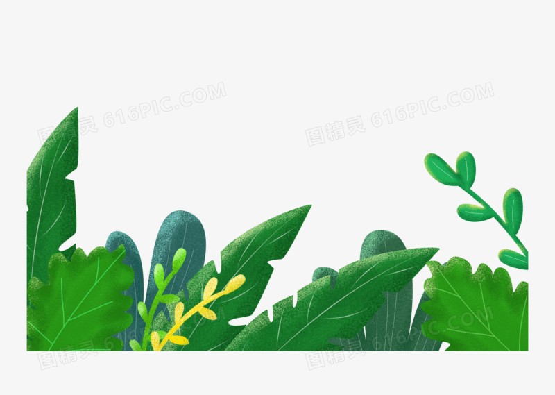 手绘春天绿色植物边框