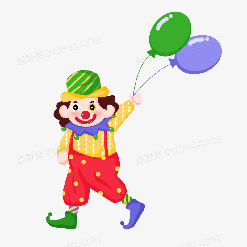 愚人节之手绘卡通拿着气球的小丑