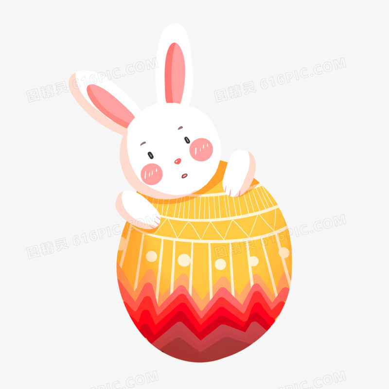 手绘复活节彩蛋和兔子主题元素