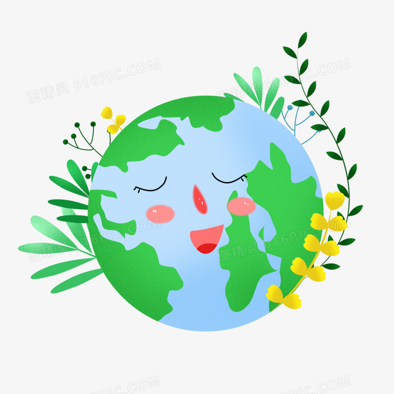 手绘卡通环保绿色地球元素