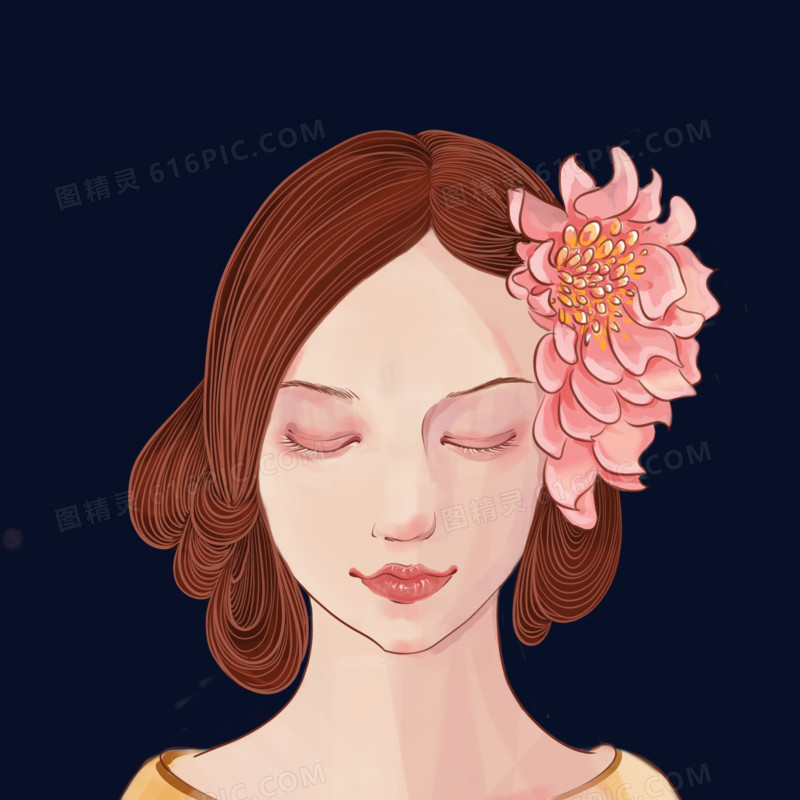 唯美女神节的插花少女