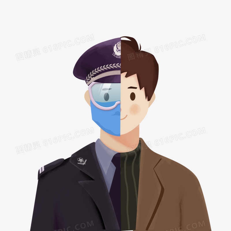 手绘插画制服警察元素
