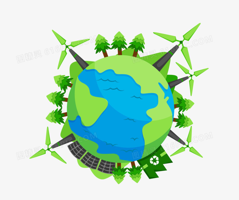 手绘保护地球环境环保元素