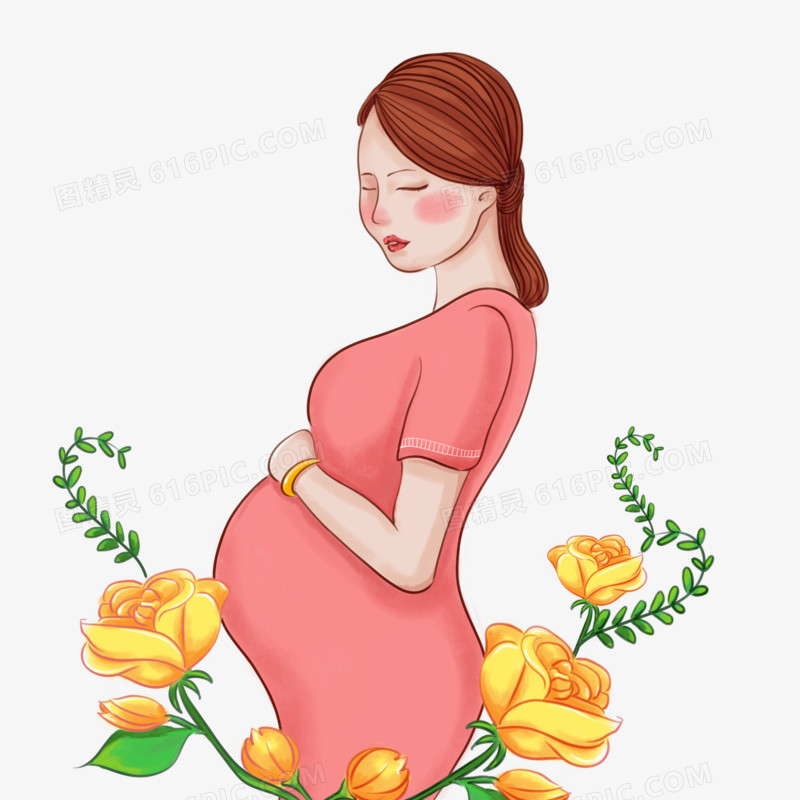 母亲节怀孕的母亲形象免扣元素图