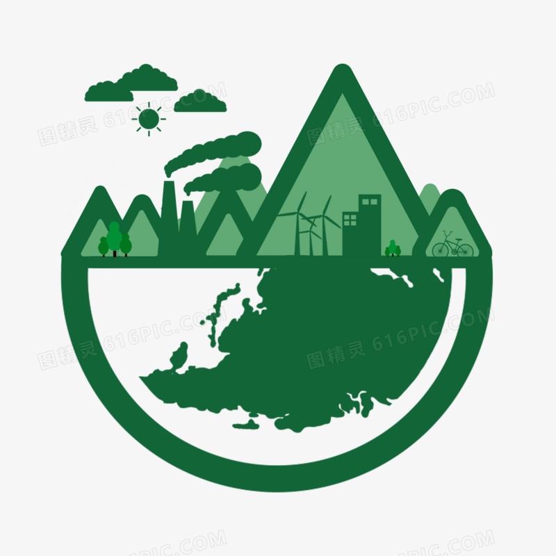卡通世界地球日绿色元素