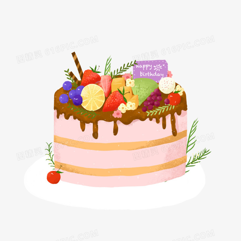 手绘美食-生日蛋糕