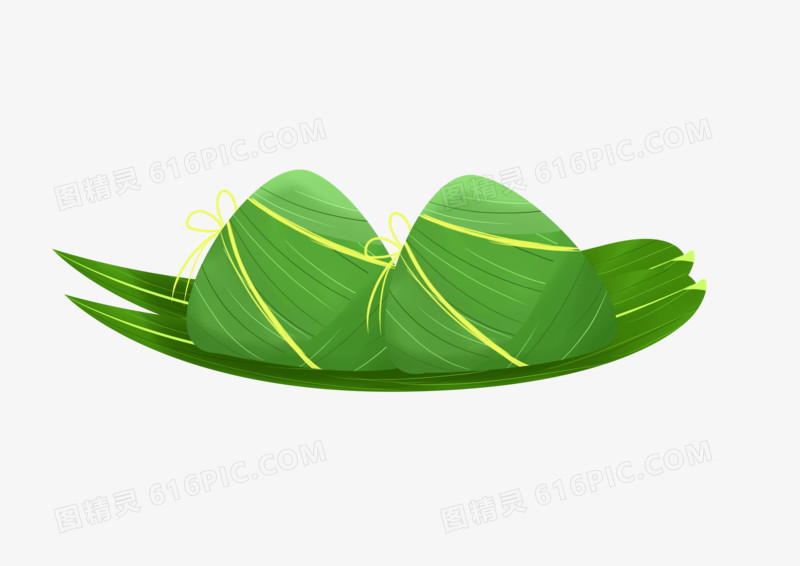 绿色粽子手绘插画