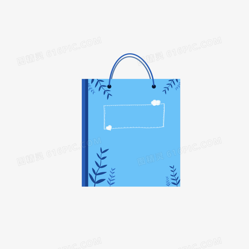 蓝色购物手提袋元素