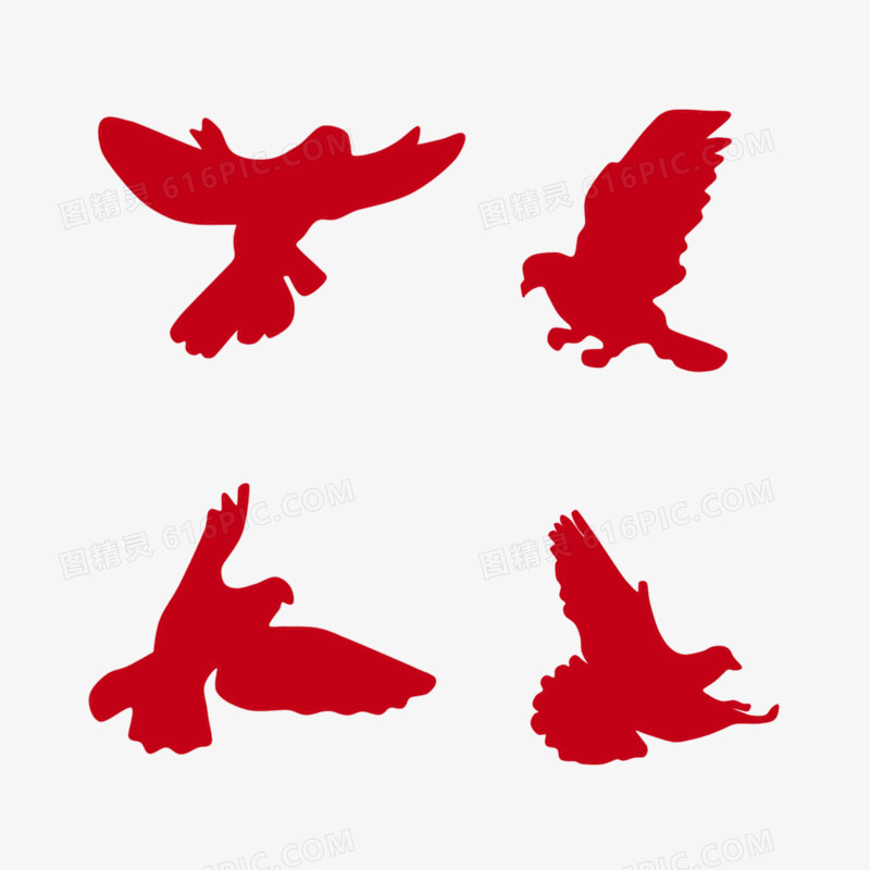红色和平鸽剪影元素