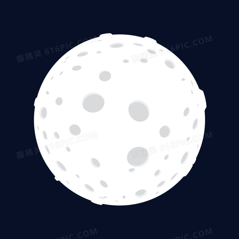 白色扁平月球表面元素