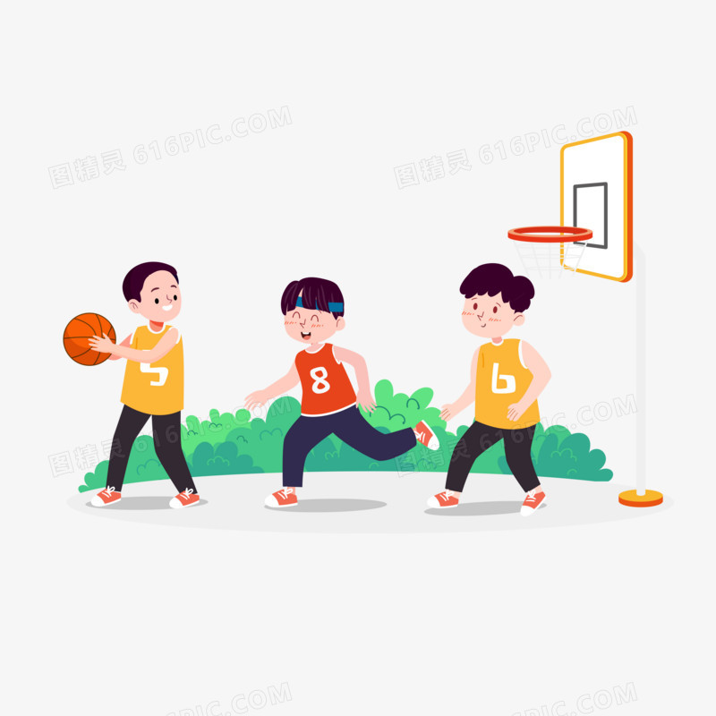 儿童篮球比赛人物元素
