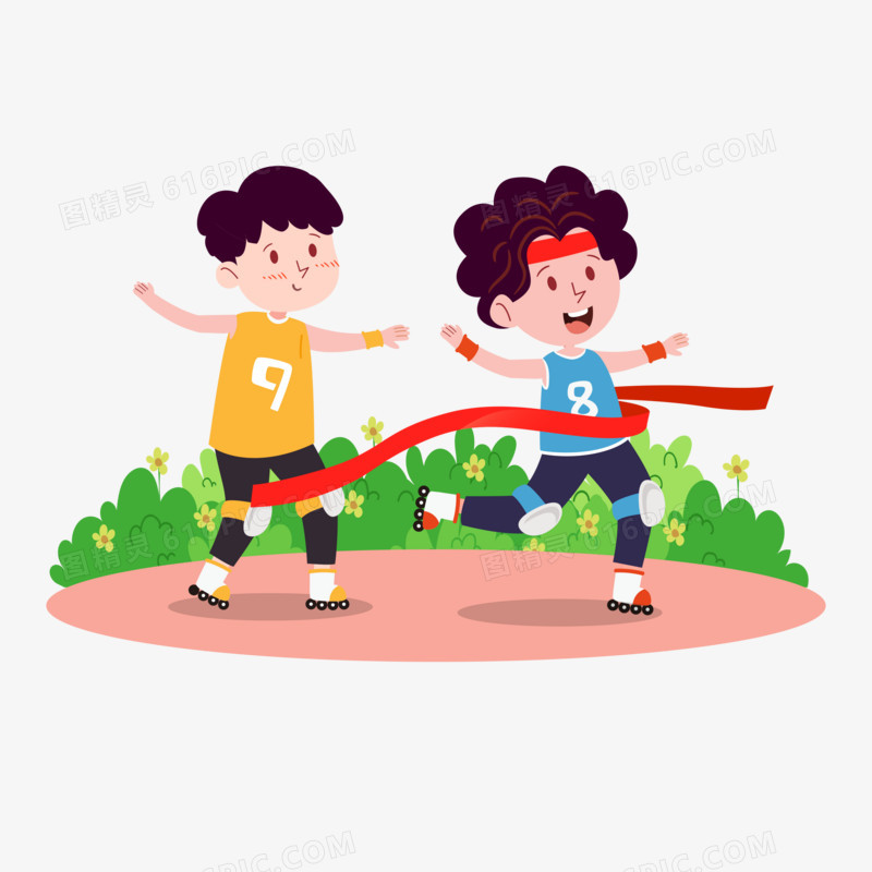 儿童运动会跑步比赛人物元素