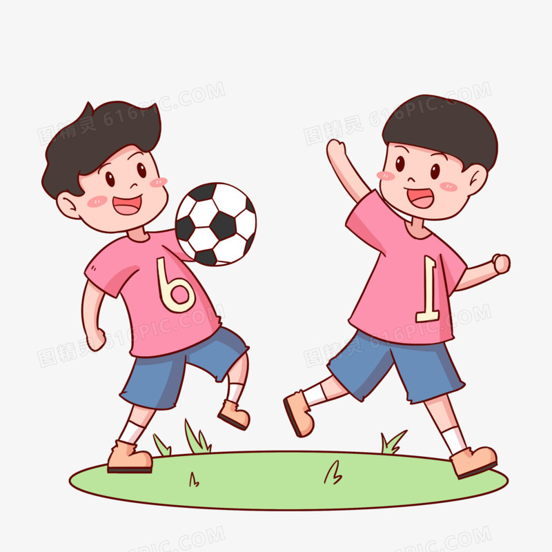 儿童节小朋友踢足球游戏场景元素