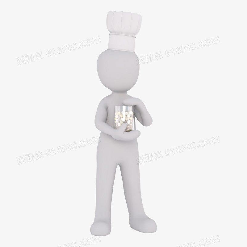 3D立体小人抱着食材