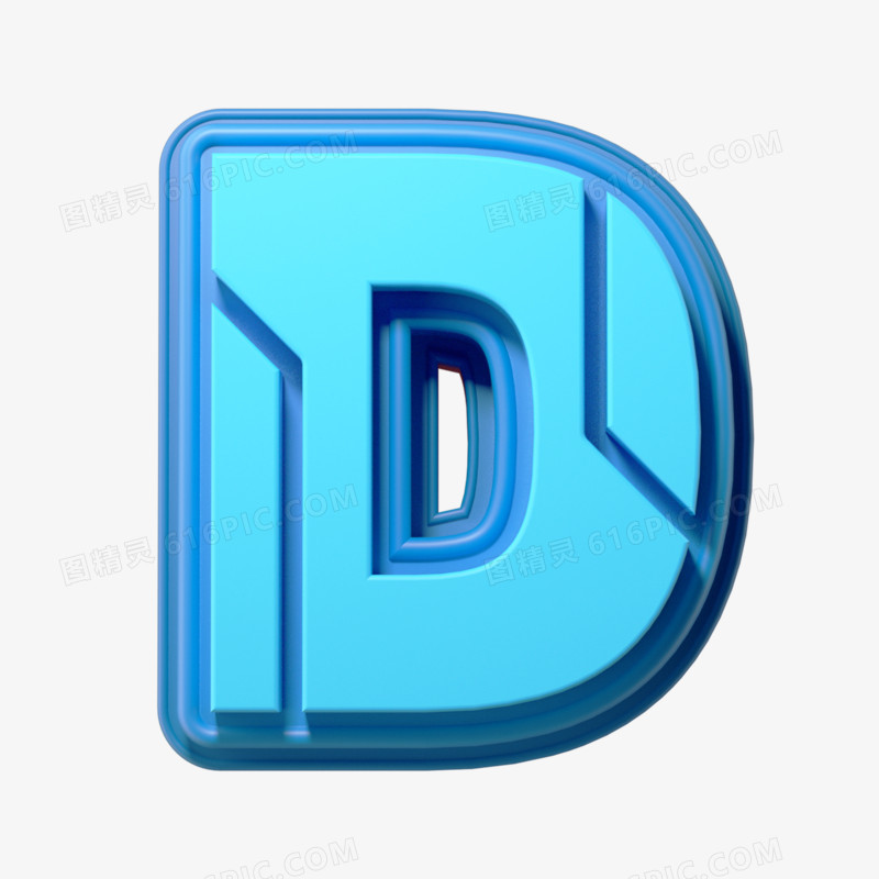 C4D立体英文字母D