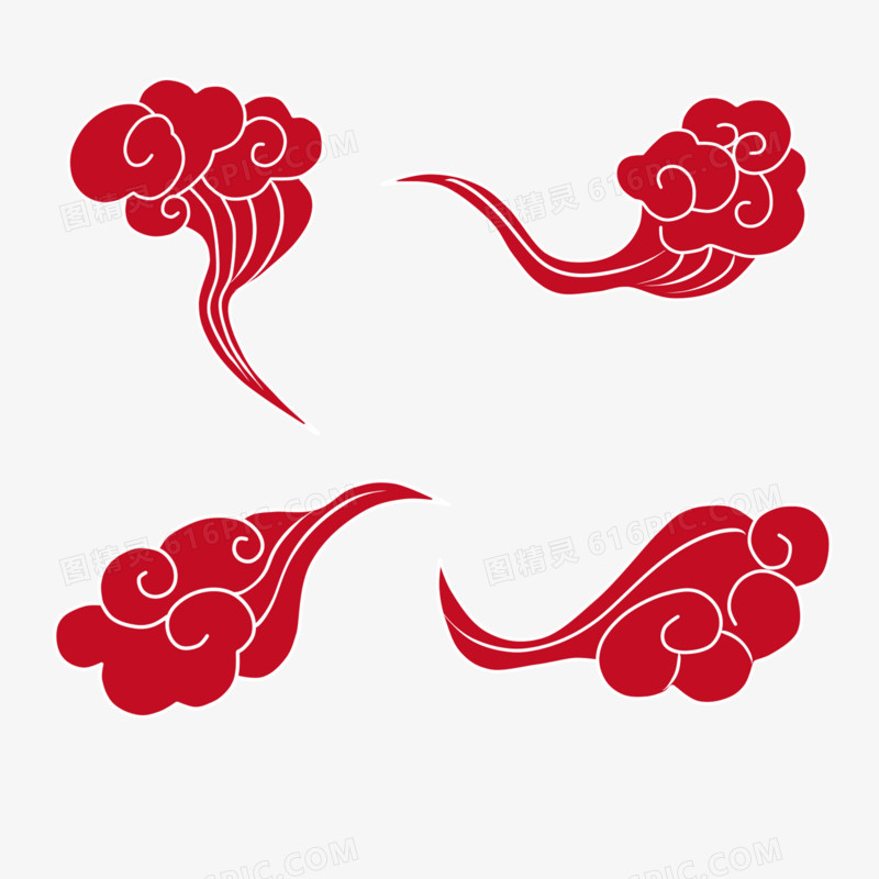 红色中国风传统祥云