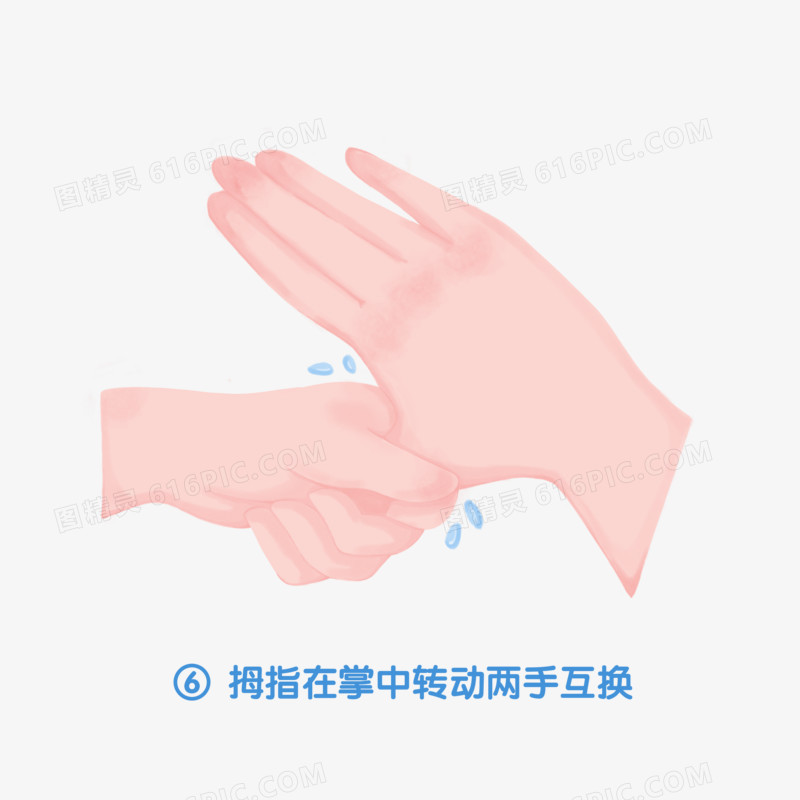 七步洗手法之六拇指在掌中转动两手互换