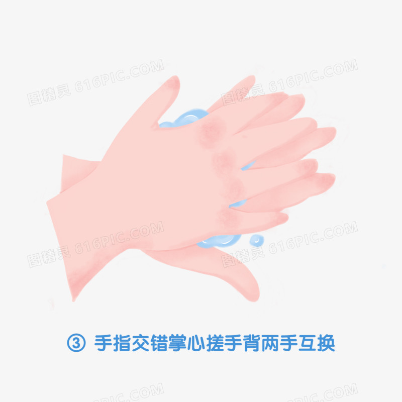 七步洗手法之三手指交错掌心搓手背两手互换