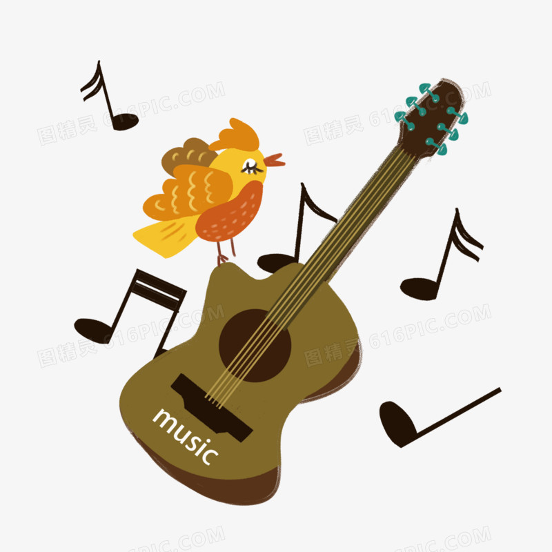 音乐社团乐器吉他插画风元素