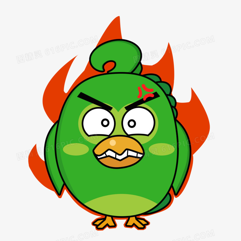 绿色愤怒鹦鹉小鸟元素