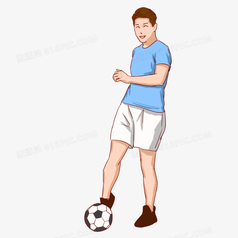踢足球社团手绘插画元素