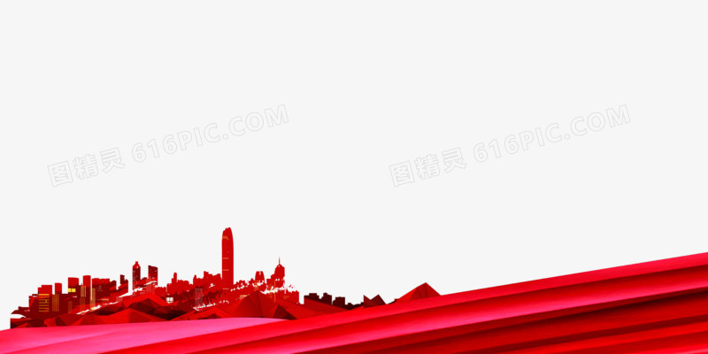 建筑城市红色剪影