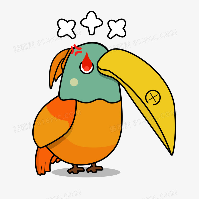 彩色鹦鹉小鸟愤怒元素