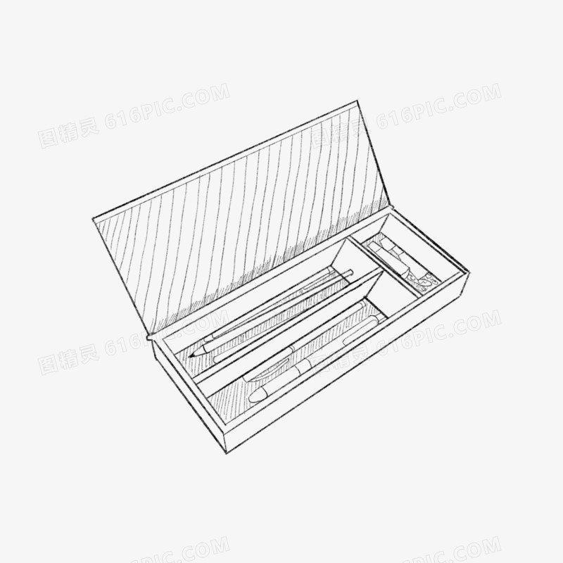 创意卡通黑色文具铅笔线稿元素