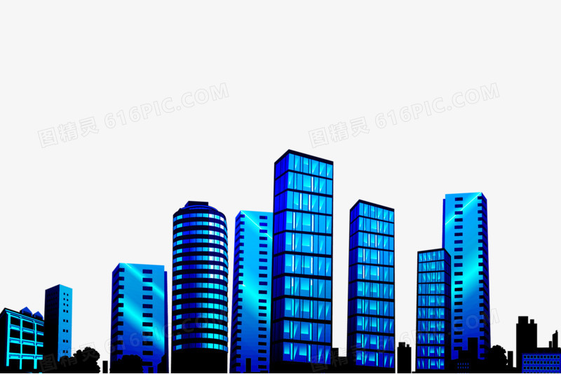 创意科技建筑城市蓝色元素