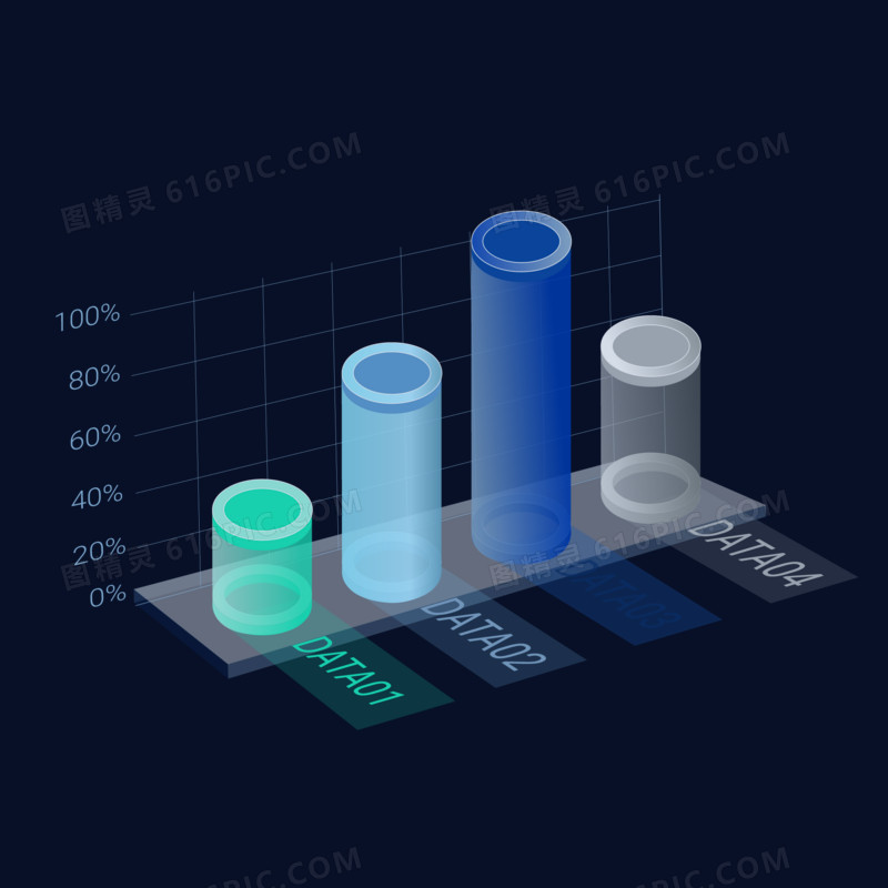 商务上升趋势图微立体柱状元素