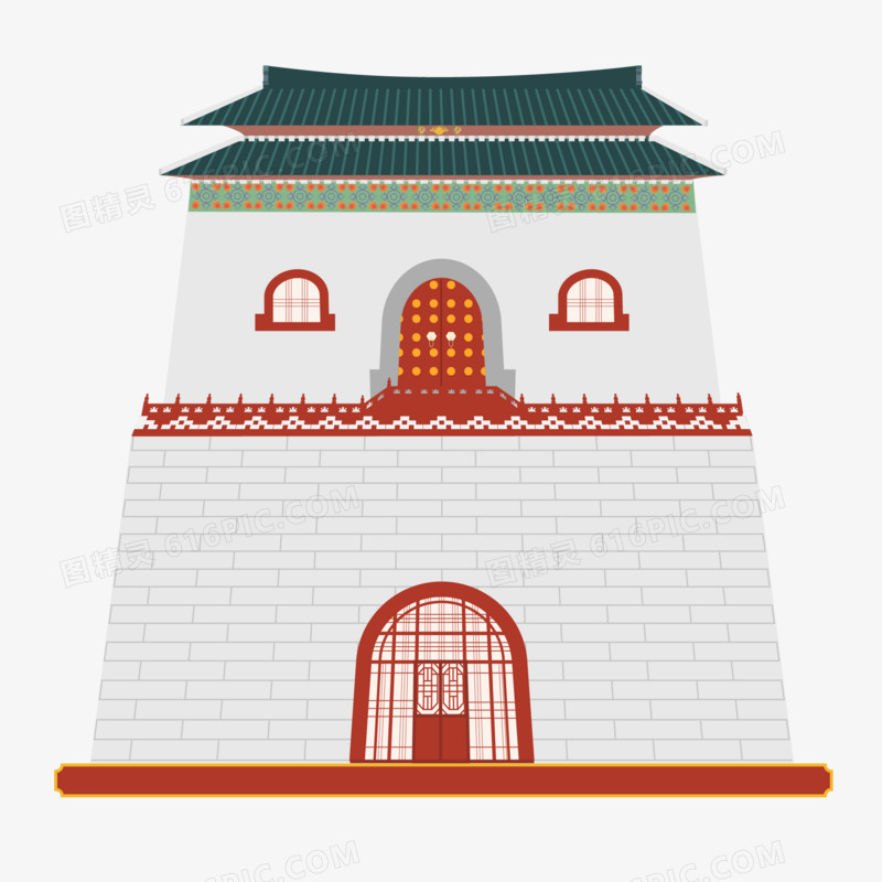 北京地标建筑钟楼矢量素材