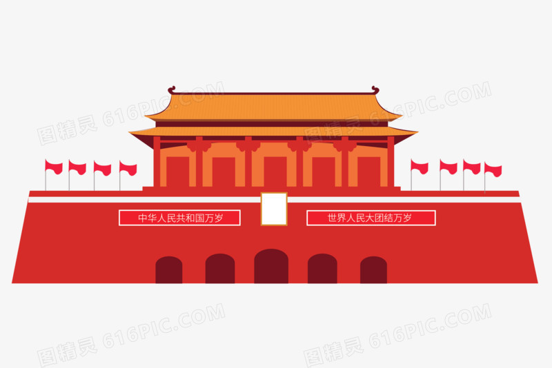 矢量北京地标建筑天安门广场