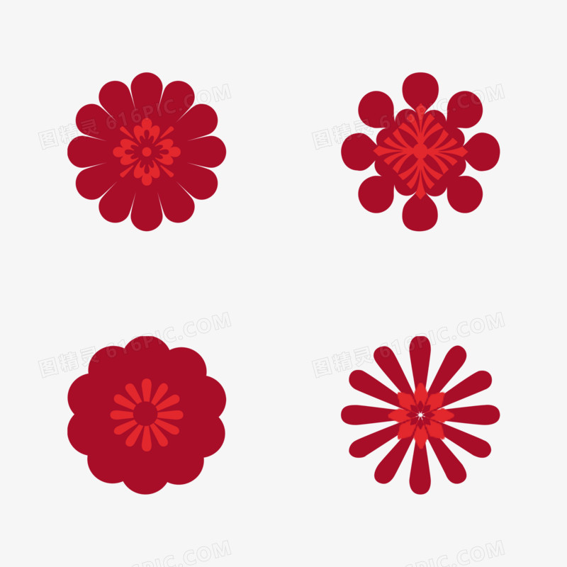 红色花朵装饰元素素材