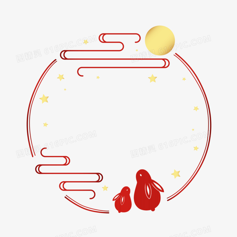 中国风红金色望月中秋节日装饰边框素材