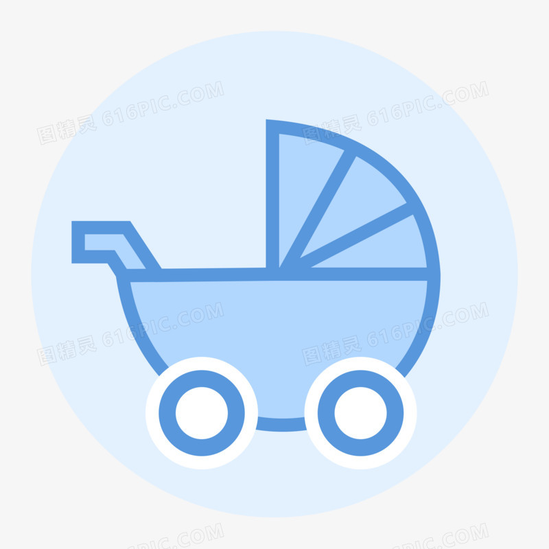 蓝色婴儿车母婴用品图标素材