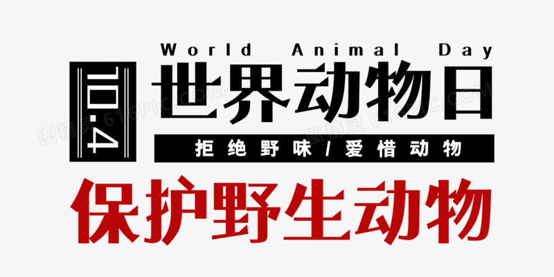 世界动物日主题字排版设计
