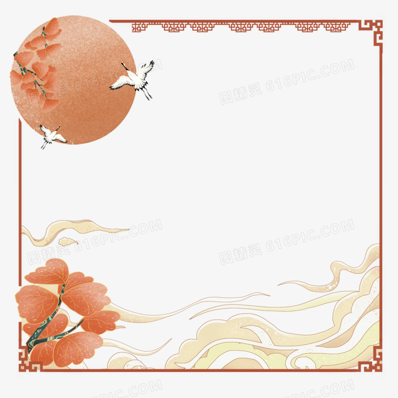 传统的中国风仙鹤艺术边框