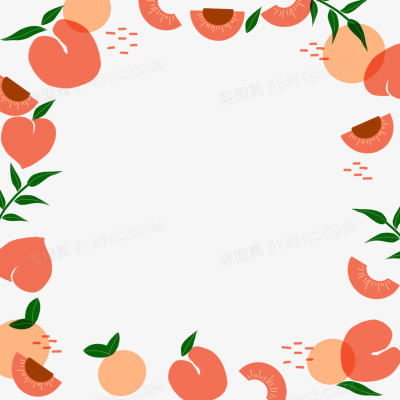 水蜜桃扁平卡通简约水果边框