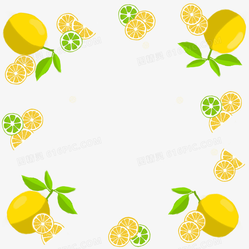 小清新柠檬边框元素