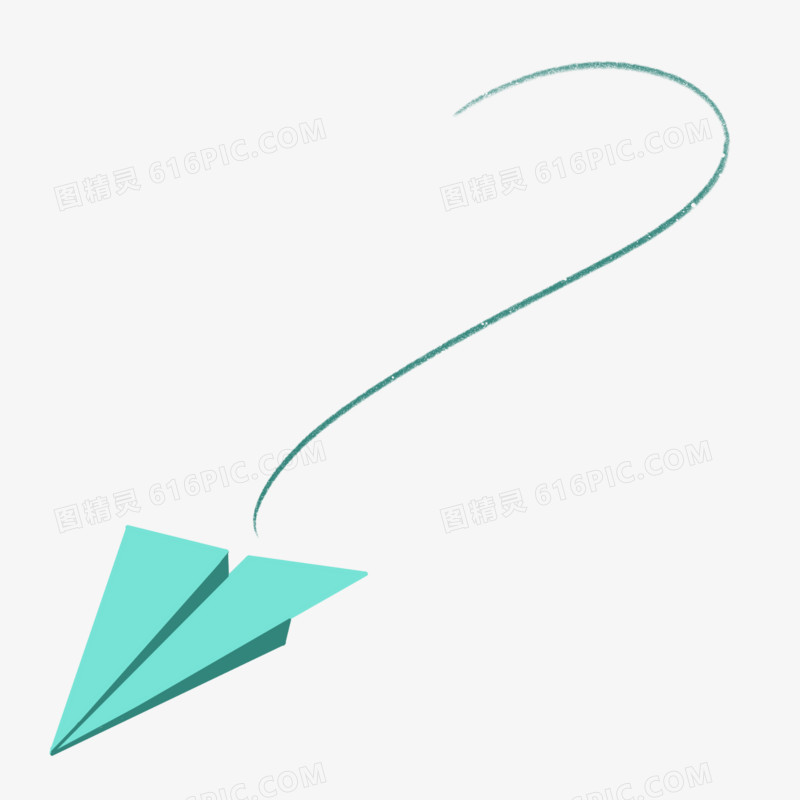 绿色色手绘纸飞机飞行轨迹元素