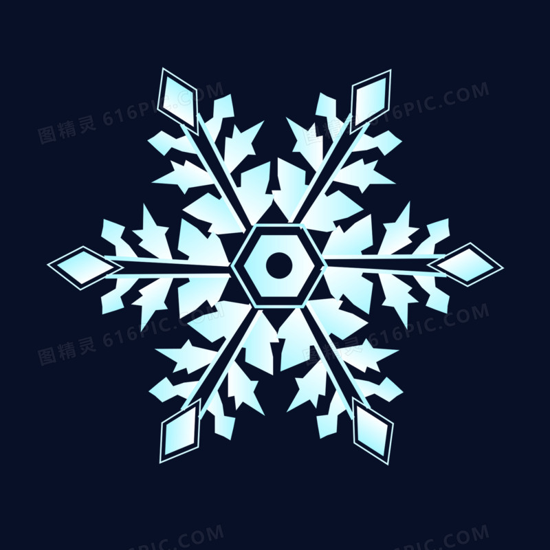 冬季六边形浅色雪花装饰图案元素