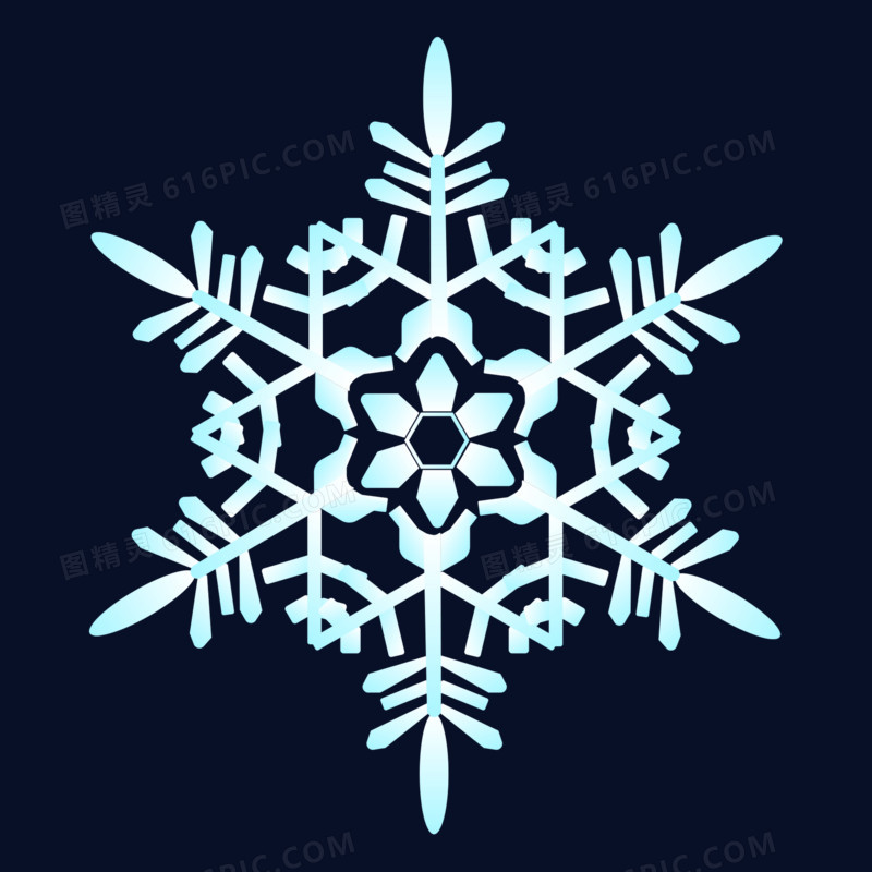 冬季六边形浅色雪花装饰图案