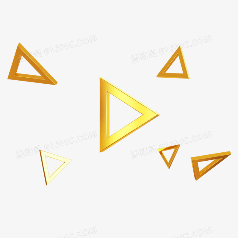 金色通用C4D立体简约三角形漂浮元素