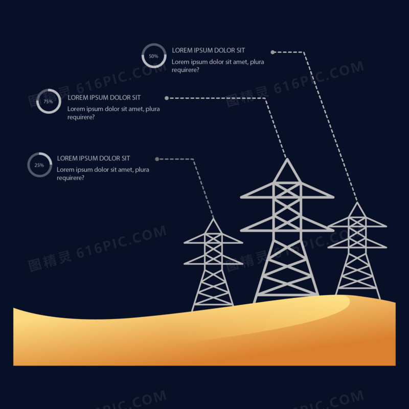 建筑行业电线塔分类内容标题PPT元素
