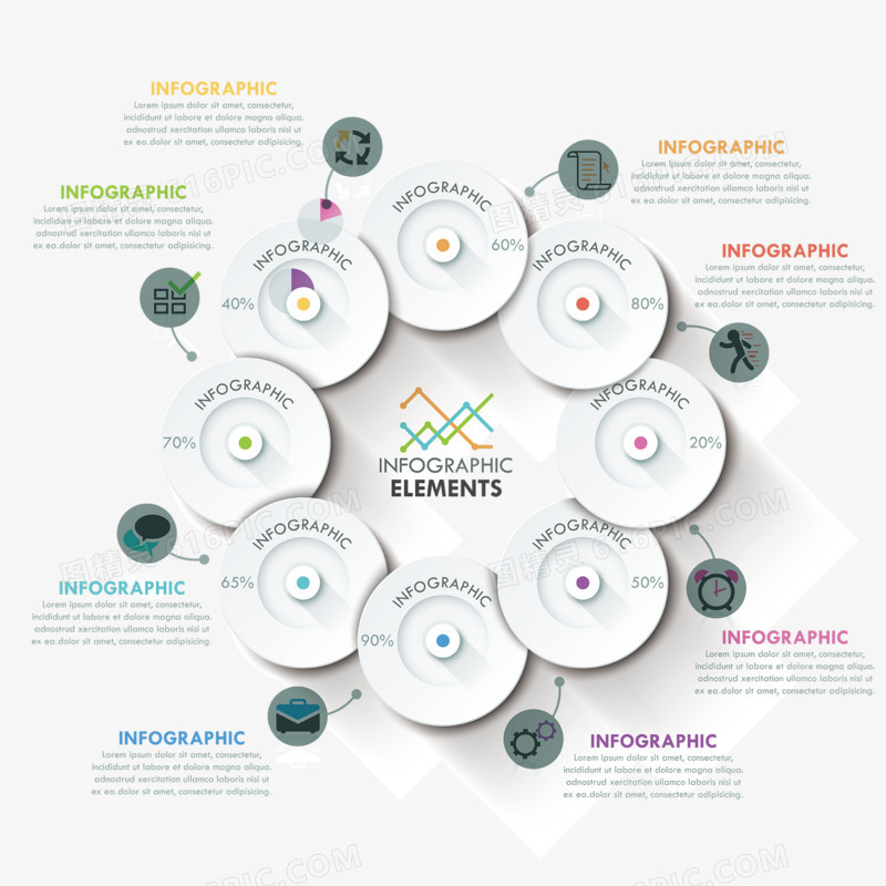 圆形数据分析办公ppt元素